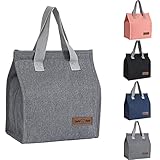 Yikki Lunch-Taschen Frühstückstasche für Damen und Herren, Kleine Kühltasche, Thermal lunchtasche, Einkaufstasche Faltbar Mini Kühltasche für Arbeit, Schule, Picknick, Reisen (Grau)