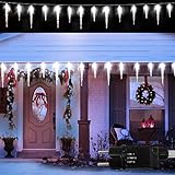 DreiWasser LED Eiszapfen Lichterkette Außen kaltweiß, 40 LED Eiszapfenleuchten 10m Lichterkette (5m Eiszapfenlichterkette und 5m Kabel) mit Timer für Weihnachten Garten Außendeko