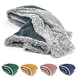 heimtexland ® Super Flauschige Sherpa Fell Kuscheldecke Samt Flanell Wohndecke Dick Warm 200x150 cm Ökotex Typ781 Anthrazit Grau