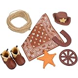 Milisten Cowboy Kuchenaufsatz Western Tortendeko Satz Kunststoff Hellbraun Wiederverwendbar für Cowboy und Cowgirl Party Geburtstagsdekoration