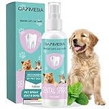 150 ml Dentalspray für Hunde & Katzen, Zahnsteinentferner hund gegen Zahnbelag & Mundgeruch, Zahnpflege ohne Bürsten für frischen Atem & gesunde Zähne, mit Minze