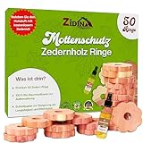 Mottenschutz für Kleiderschrank by Zidina | 50x Premium Bio Mittel gegen Motten Zedernholz | Zederholzöl Mini-Flasche 4,5ml inklusive | ideal für duftende Garderobe | chemikalienfreie Mottenfalle