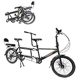 Coslike Tandemfahrrad - City Tandem Faltrad, Faltbares Tandem Adult Beach Cruiser Fahrrad Einstellbar 7 Geschwindigkeiten, CE FCC CCC, Schwarz, 82.6x13.8x43.3 inch