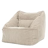 Icon Riesen Sitzsack Sessel, Morgan, Beige, Cord XXL Sitzsack Erwachsene mit Füllung für das Wohnzimmer, Riesensitzsack XXL Flauschig Cord