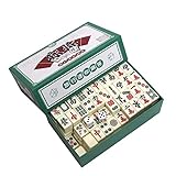 RATSTONE Mahjong,Mini Mahjong Set Box Portable Traditionelles Chinesisches Mahjong Set mit 144 Mahjong Steinen, Familienspiel Party Freunde Partyspiel Tabletop Spiel Brettspiel