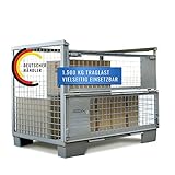 Eurogitterbox Gitterbox I Für Industrie, Garten & Brennholz Aufbewahrung I German Seller I 1240 mm x 970 mm x 835 mm I grau aus Stahl, Traglast 1500 kg, Gewicht 70 kg, für Lager und Transportzwecke