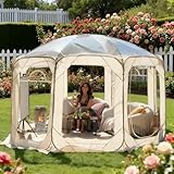8-seitiges Pop-up-Zelt für Camping, Iglu-Zelt für 5–8 Personen, 540° vollständig transparent, wetterfester Sportunterstand für Camping, Terrasse, Garten und Hinterhof