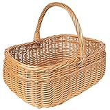 Creative Home Einkaufskorb Weidenkorb mit Henkel Picknickkorb | 36 x 26 x 31 cm (+/- 2 cm) | Handgeflochten | Naturbraun | Universell und Langlebig Groß Osterkörbchen Geflochten