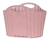 seiei 120414 Faltbarer Wäschekorb, Rattan-Stil, Rosa, Wäschekorb, faltbar, kompakt, Aufbewahrung, 21,7 x 15,0 x 15,4 Zoll (55 x 38 x 39 cm)