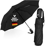 Villkin Regenschirm sturmfest mit Auf-Zu-Automatik - robuster und hochwertiger Regenschirm in schwarz für Damen und Herren - 107cm breiter Taschenregenschirm
