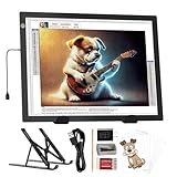 A3 Leuchttisch mit Ständer, 8000 Lux Sehr Hell 5mm Ultra Dünn Light Pad, Dimmbarer Leuchtplatte mit Adapter, LED Lichtpad Lightpad für 5D Diamond Painting Zubehör, Designen, Zeichnen Skizzieren