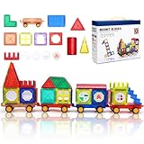 Lubardy Magnetische Bausteine 72 Teile Magnetbausteine Kinder ab 3 Jahre Magnetic Building Blocks Zugbau Spielzeug STEM Lernspielzeug Set Magnet Bausteinemit für Jungen und Mädchen Geschenk