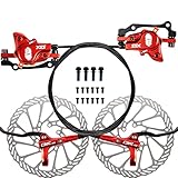 chooee Fahrrad Hydraulisch Scheibenbremsen Set MTB Hydraulische Scheibenbremsen Vorne/hinten Für Mountainbike,Rot