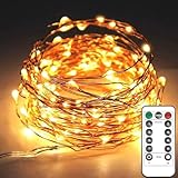 MAGGIFT LED Lichterkette mit USB Stecker, 200 LED 20m Kupfer LED Draht Lichterkette Innen mit Fernbedienung, 8 Modi mit timer und Dimmen Weihnachten Lichterketten für Weihnachts Dekor Warmweiß