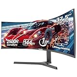 Gawfolk 37.5 Zoll Curved Gaming Monitor, 2500R PC Bildschirm 144Hz UWQHD 3840 x 1600, Curved Computerbildschirm mit FreeSync und Eye Care Technologie, DP, HDMI