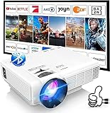 Mini Beamer mit Bluetooth, AKATUO Mini Projektor Full HD 1080P, 200” Display Tragbar LCD Heimkino/Outdoor Video Beamer Klein für Handy, Kompatibel mit TV Stick/HDMI/Smartphone [Inkl. Fernbedienung]