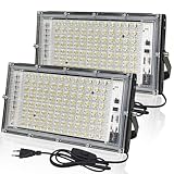 BOSITE LED Strahler Außen 100W, 2 Stück LED Fluter 6500K...