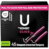 U by Kotex Click Kompakttampons, Super Saugfähigkeit, geruchlos, 45 Stück