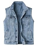 Harbrosrce Classics Herren Weste Denim Vest Ärmellose Jeansweste Cowboy Jacke Motorradweste Bikerweste für Männer Casual Freizeitweste