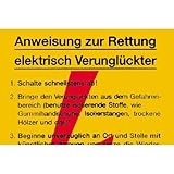 Aushang - Elektrotechnik Anweisung zur Rettung elektrisch Verunglückter Größe (BxH): 20,0 x 30,0 cm 1,0 mm Kunststoff (Hart-PVC)