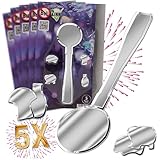 XXL Zinngießen Set Silvester - 5 Löffel, 20 Figuren | Bis 5 Personen für Familie Erwachsene Kinder | Viele Formen, absolut ungiftig als ideale Alternative zu Blei-Gieß Bleigießen Wachsgießen Set