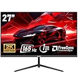 Gawfolk 27-Zoll-PC-Monitor, 2K WQHD (2560 x 1440 Pixel), 165-Hz-Gaming-Monitor, 1 ms, rahmenlos, 98 % sRGB, 178° Weitwinkel, HDMI, Display-Port, kompatibel mit VESA-Wandhalterung 100 x 100 mm, schwarz