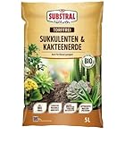 Substral Naturen Sukkulente & Kaktus Erde Bio & torffrei, für Sukkulenten, Kakteen und Bonsai, 3 Monate vorgedüngt, 5 L, Grün