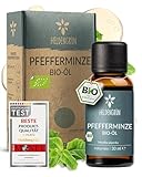 Heldengrün® BIO Pfefferminzöl [100% NATURREIN] - Reines Pfefferminzöl zum Verzehr - Frisch, belebend & klar - Minzöl aus Griechenland - Peppermint Oil