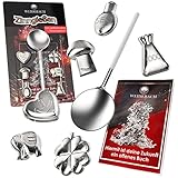 WEIDEBACH® Zinngießen Set [VERSION 2024] 6 Figuren, Bleigießen Alternative inkl. Buch mit über 500 Deutungen, ungiftiges Zinn Giessen als Silvester Spiel, umweltfreundlich Zinn Giessen Set, Silvester