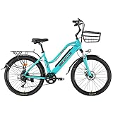 Hyuhome Elektrofahrräder für Frauen Erwachsene, 26' 36V 10A E-Bike Fahrräder Abnehmbare Lithium-Ionen-Batterie Mountain elektro Fahrrad für Outdoor Radreisen Arbeiten (Green)