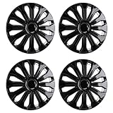 Naroote 4 Stück Auto-Radnabenabdeckung, 17 Zoll Universal-Passform ABS-Radkappen für Stahlräder, mit -On-Design für 1500 Frontier V40 Mercedes Sprinter (Black)