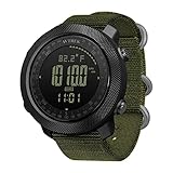 AVTREK Digitale Militär Uhr für Herren Sportuhr mit Kompass Temperatur Schrittzähler Sport Taktische Überlebensuhren mit Hintergrundbeleuchtung Alarm (grün)