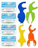 Zahnseide Sticks für Kinder LAOYE 144 Stück Zahnseide für engen Zahnzwischenräume Ocean Kids Floss Dental Sticks Zahnseide mit kindergerechtem Griff in 4 bunt Tierformen, 4er Pack je 36 Stück