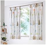 heimtexland ® Vorhang Kindergardine Skandi Leinen Optik Natur Bunt Deko Gardine Kinderzimmer Transparent Typ755 Bandschal HxB 175x135 cm