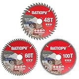 BATIOPV - Kreissägeblatt Ø 210 mm x 30/20/16 mm (48/60/100 Zähne)3-teilig(für Holz, Spanplatten, Sperrholz, Hartholz, usw.) | Kompatibel mit Dewalt Makita Bosch, Sägeblätter für Holzschnitte…