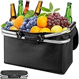 XUXLEKK 20L Einkaufskorb Kühltasche, Kühlkorb Faltbar, Picknickkorb Groß, Leicht klappbar & kompakt mit Griff Lunchtasche Thermo Tasche für Büro Camping Picknick Reisen Einkaufen