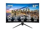 ODYS XP32 80cm (32') WQHD Curved Monitor (2.560x1.440 Pixel, 165Hz, 1ms Reaktionszeit, AMD FreeSync, NVIDIA G-Sync kompatibel, Blaulicht Reduktion, HDMI, Display Port,) Schwarz