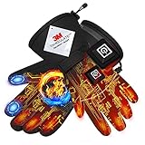 Idasuho Beheizbare Handschuhe für Herren Damen, Wiederaufladbare 7,8V 3000mAh Elektrische Beheizbare Skihandschuhe, wasserdichte Motoradhandschuhe für Skifahren, Snowboard, Angeln, Wandern