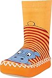 Playshoes Unisex Kinder Hüttenschuh Socken, rot-Nilpferd, 27/30