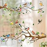 WandSticker4U®- XXL Fensterbilder Herbst VOGEL-TREFFEN I...