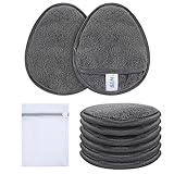 SINLAND 6 Stücke Wiederverwendbar Makeup Entferner Pads Waschbare Abschminkpads Mikrofaser Abschminktücher mit Wäschesack für alle Hauttypen Grau