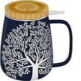 amapodo Teetasse mit Deckel und Sieb - 600ml Porzellan Tee...