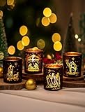 Romadedi Krippe Weihnachten Teelichthalter Set: 4er Set Glas Weihnachtskrippe kerzenständer Innen Deko mit Nativity Scene für Tischdeko Wohnzimmer Advent Ideal für Weihnachtsdeko Christliche Geschenke