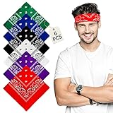 AURUZA 6 x Bandana, Paisleymuster, für Männer und Frauen, Haarkopf, rot/schwarz, Bandana, multifunktional, Polyester-Baumwolle, Kopftuch, Cowboy-Zubehör, Stirnband, Piraten-Kopftuch,