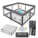 Laufstall Baby Faltbar Playpen with Mat -...