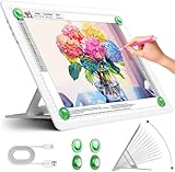 Zocelight wiederaufladbare A3 Leuchttisch mit integriertem Ständer,Superheller Magnetschachtel light box mit physischen Tasten,diamond painting zubehör,led zeichenbrett zum Zeichnen,tattoo(Weiß)