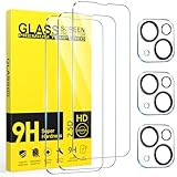 Niphabe 3 Stück Panzer Schutz Glas kompatible mit iPhone 14 Schutzfolie mit Kameraschutz, 9H Härte Hartglas, HD Displayschutz, Kratzfest–Bläschenfrei, Ultra-klar.