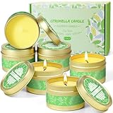 SCENTORINI Citronella Kerzen, Citronella Kerze Outdoor, Sojawachs Duftkerze im Dose, Zitronelle Kerze für Outdoor, Garten, Picknick, Camping, Terrasse, 6 Pack Geschenkset - Zitronengras Duft