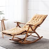 ANIFM Zero Gravity Lounge Chair, Holz-Schaukelstuhl für drinnen und draußen mit Polster – Terrasse, Veranda, Hinterhof und Rasenmöbel – Bequeme Sitzgelegenheiten – 200 kg.Belastbarer Loungesessel
