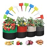 zhongko Kartoffel Pflanzsack 4 x 10 Gallone(45L) Vliesstoff Pflanzsäcke Strap Griffe Pflanzsäcke für Tomaten Kartoffeln Blumen 10 Pflanzen Etikett 4 Farben